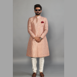 Handmade Banarasi Brocade Achkan | Silver Pink Father Son Combo | Jaipurio